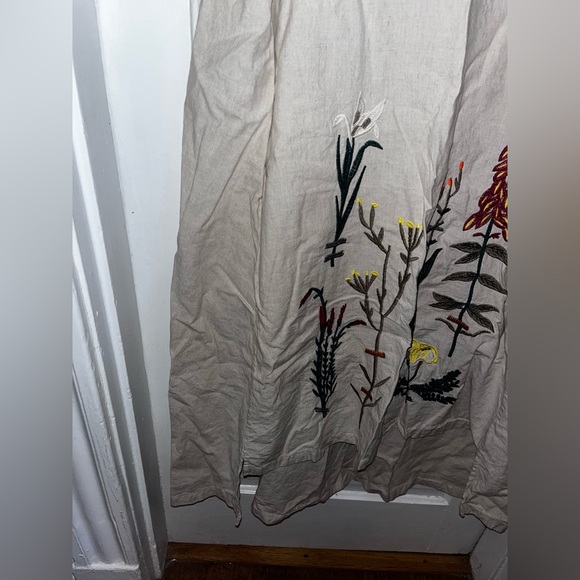 Minibee Women's Embroidered Linen Dress Summer A-Line Sundress Hi Low Tunic - Picture 5 of 9